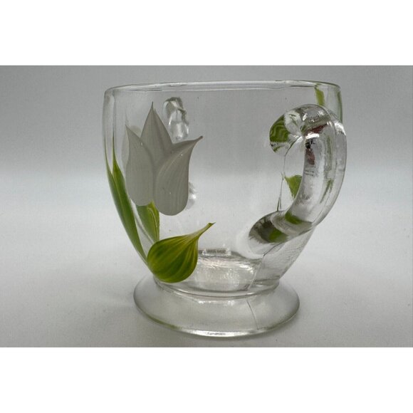 Vintage Bartlett Collins Sugar Bowl White Tulips Flowers Gay Fad 50s Vintage - Picture 3 of 5